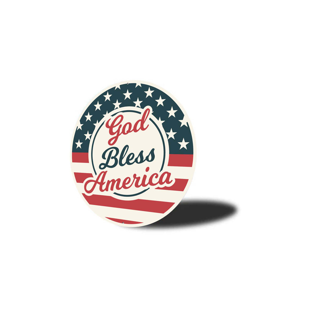 God Bless America Retro Round Sign