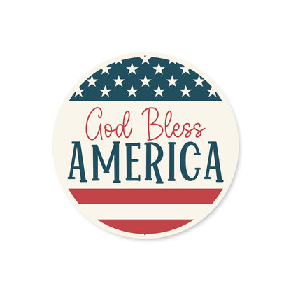 God Bless America USA Flag Circular Sign