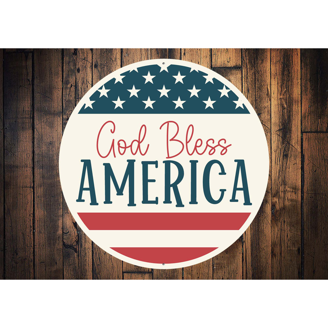 God Bless America USA Flag Circular Sign