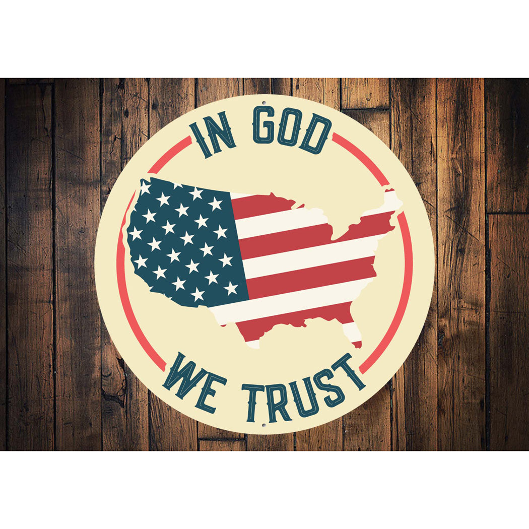 In God We Trust USA Flag Sign