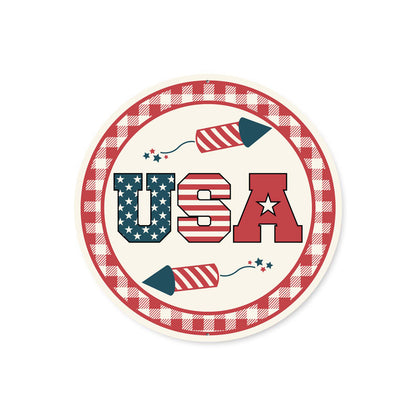 USA Flag Fireworks Circular Sign