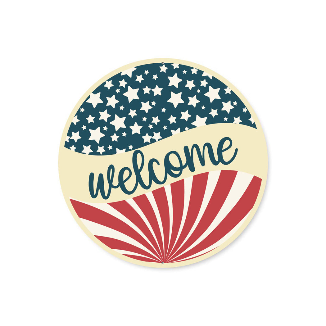 Welcome American Flag Sign