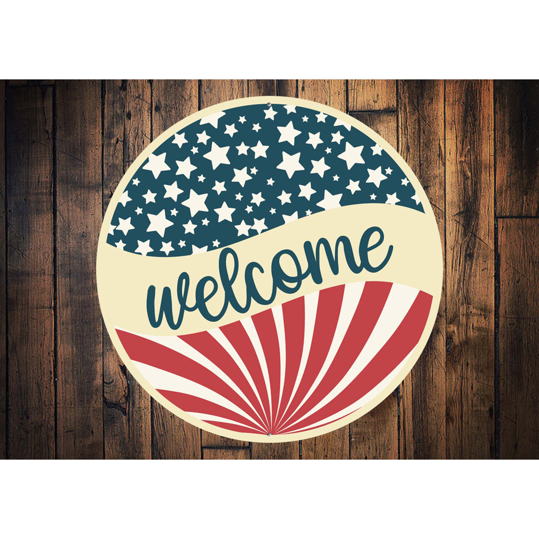 Welcome American Flag Sign