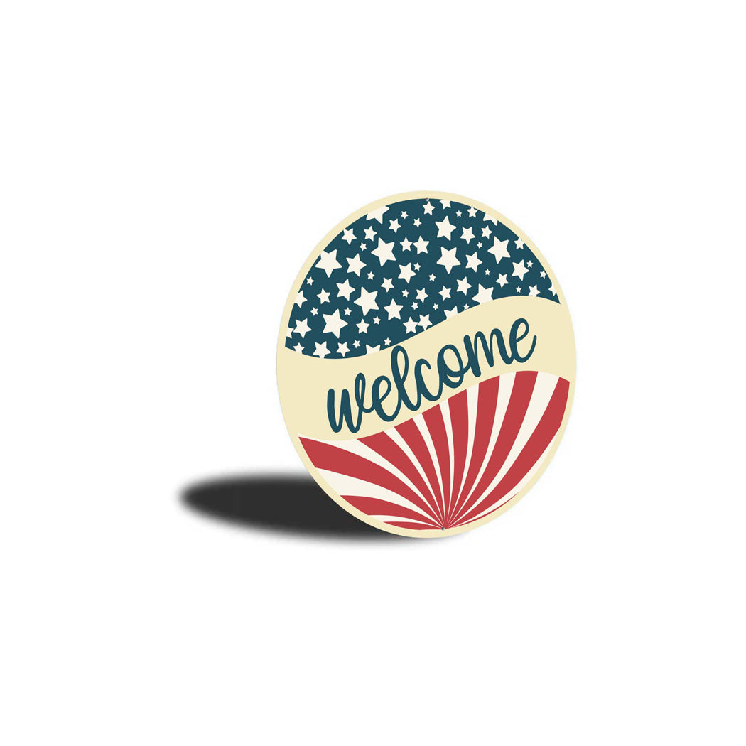 Welcome American Flag Sign