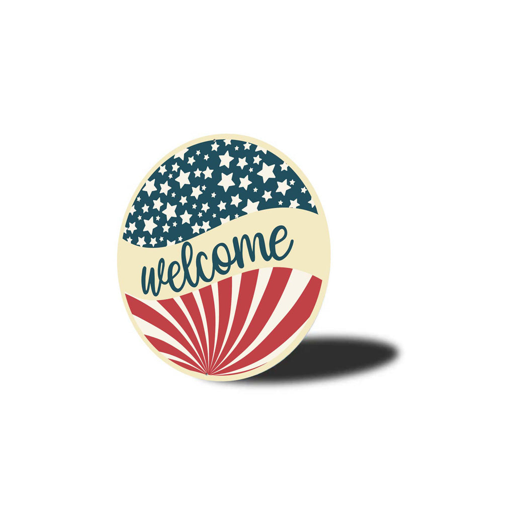 Welcome American Flag Sign