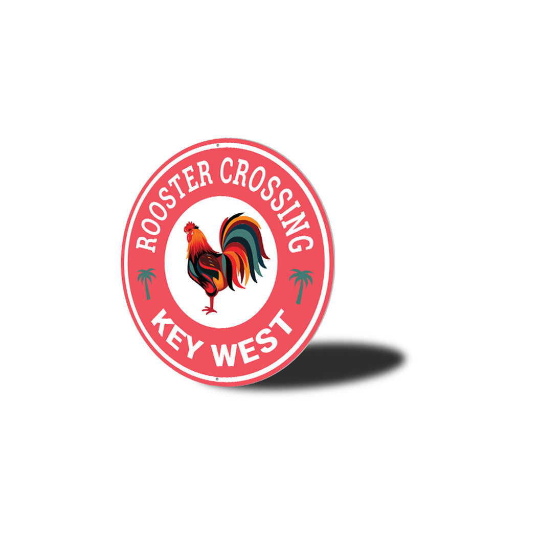 Rooster Crossing Keywest Metal Sign