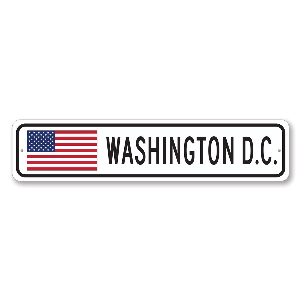 Washington DC US American Flag Metal Sign