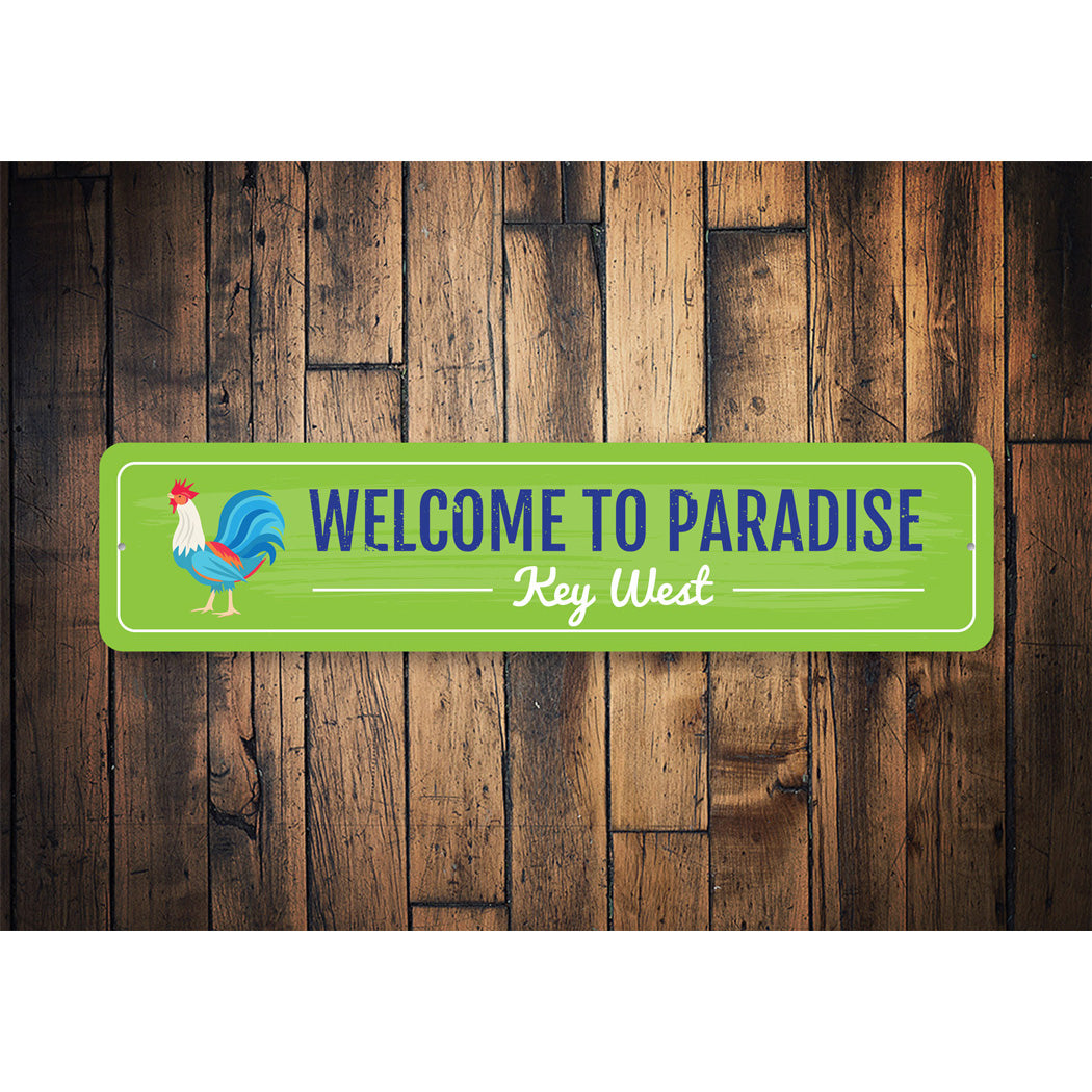 Welcome To Paradise Beach House Metal Sign, Keywest Metal Signs