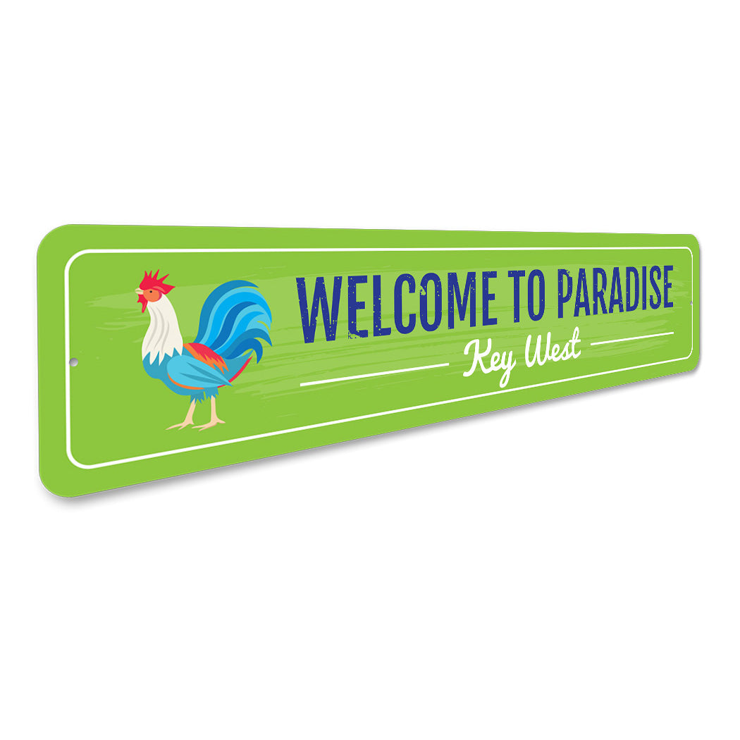 Welcome To Paradise Beach House Metal Sign, Keywest Metal Signs