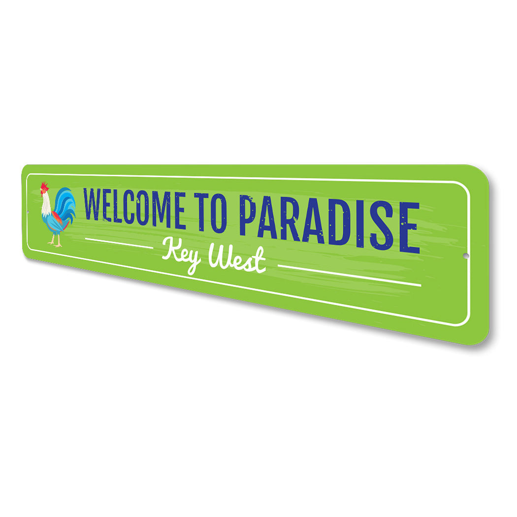 Welcome To Paradise Beach House Metal Sign, Keywest Metal Signs