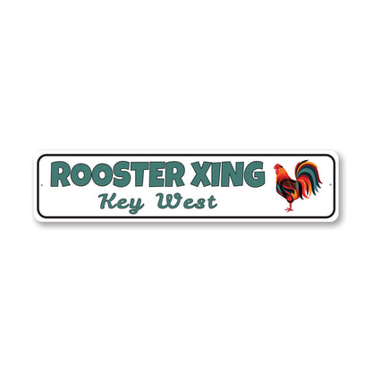 Rooster Crossing Keywest Metal Sign
