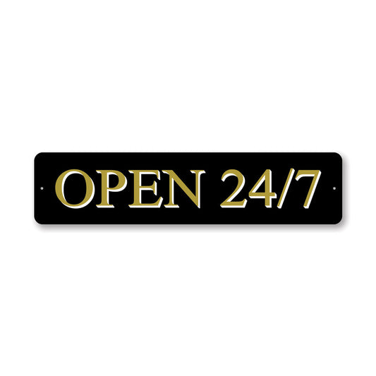Open 24 7 Metal Sign