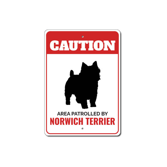 Patrolled By Norwich Terrier Caution Sign
