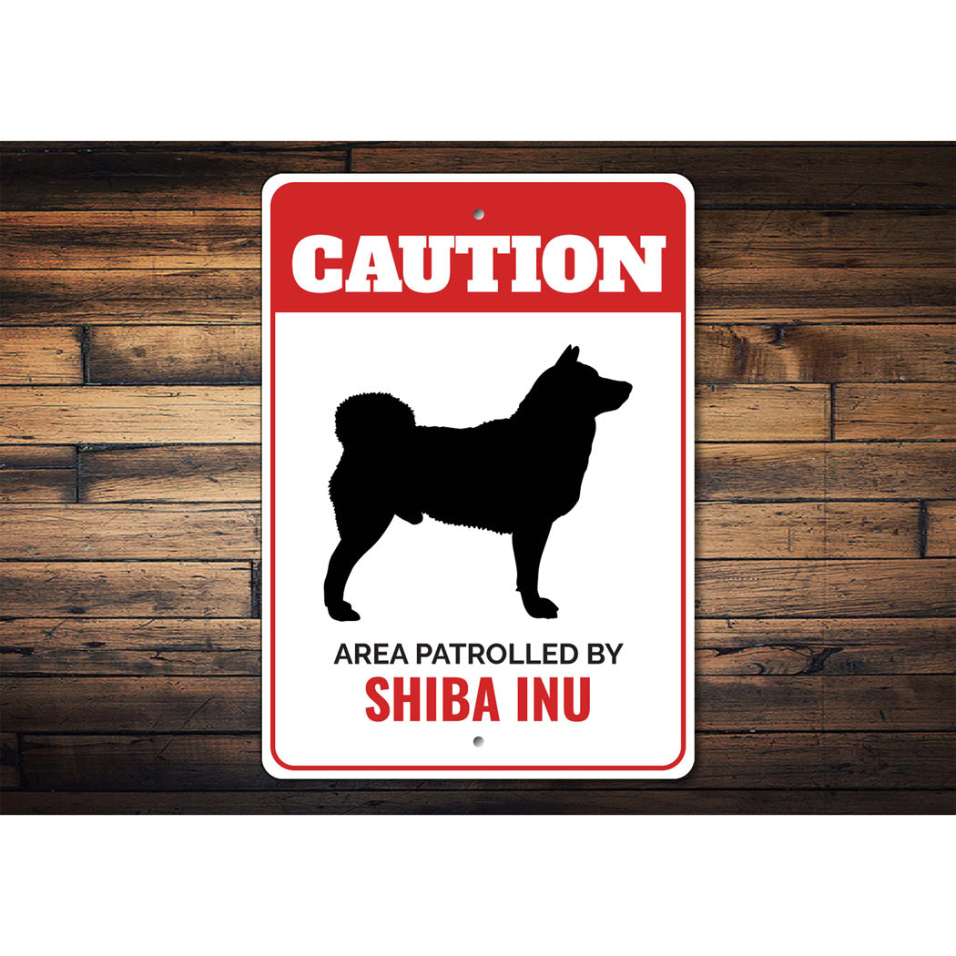 Patrolled By Shiba Inu Caution Sign