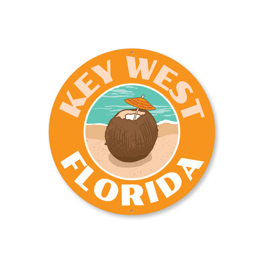 Key West Florida Coconut Metal Sign