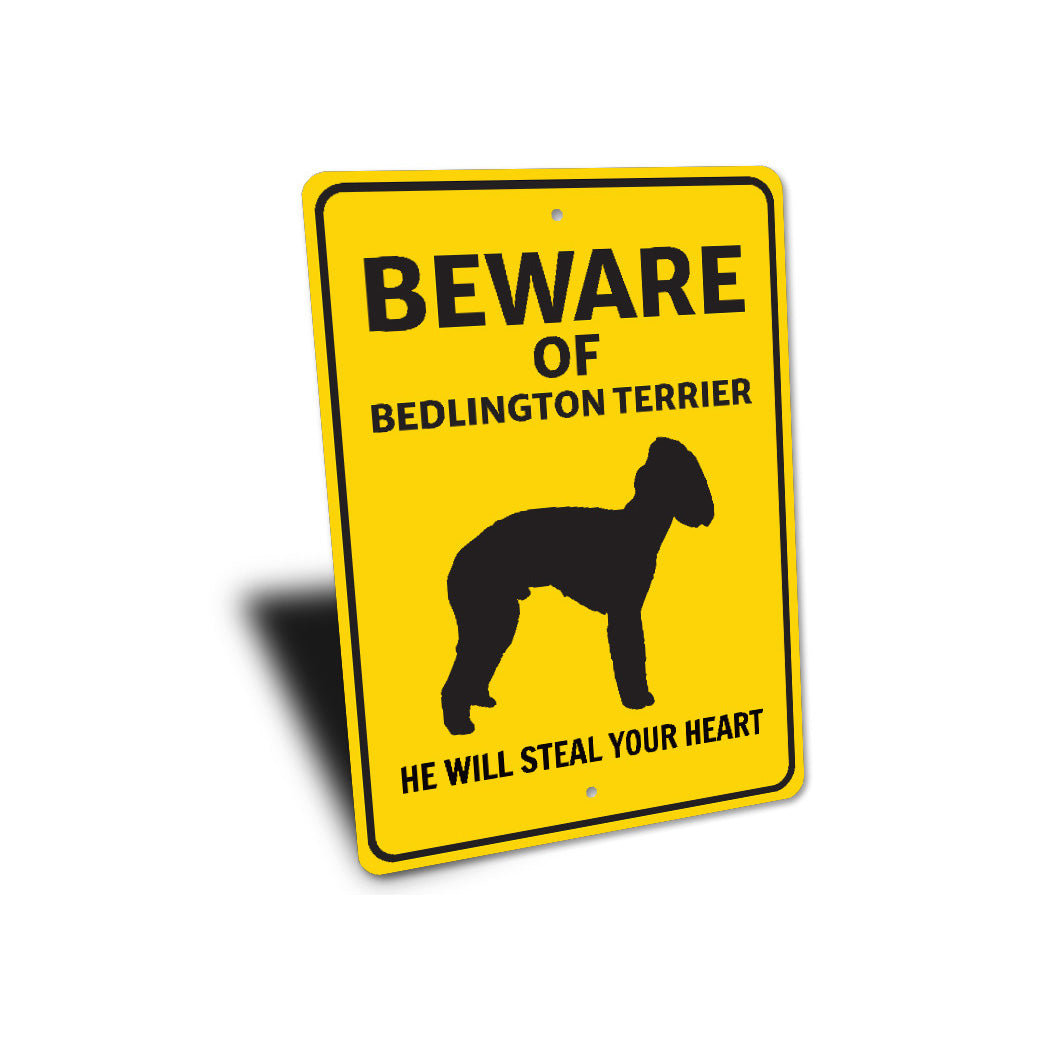 Bedlington Terrier Dog Beware He Will Steal Your Heart K9 Sign