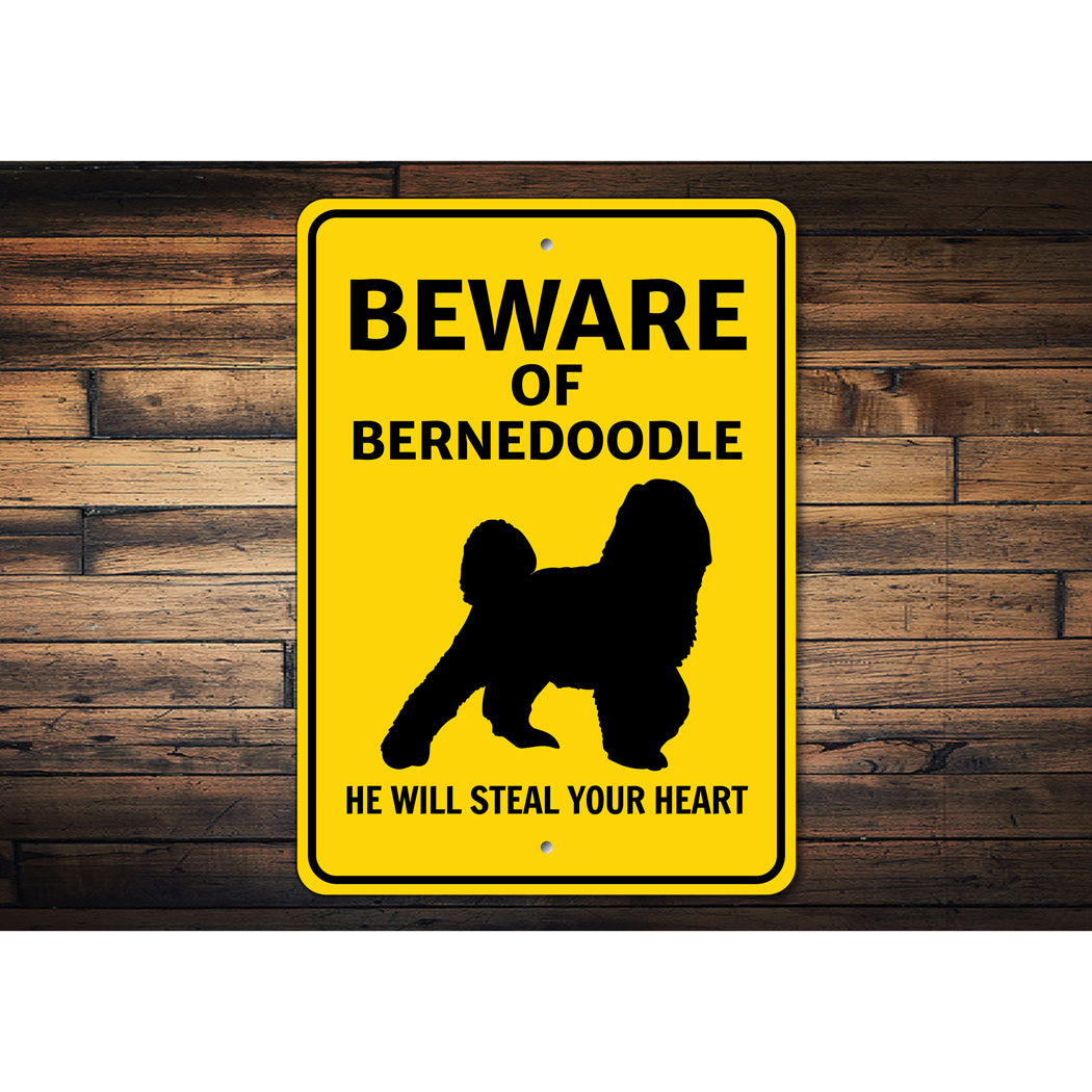Bernedoodle Dog Beware He Will Steal Your Heart K9 Sign