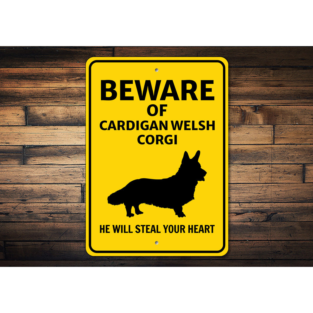 Cardigan Welsh Corgi Dog Beware He Will Steal Your Heart K9 Sign