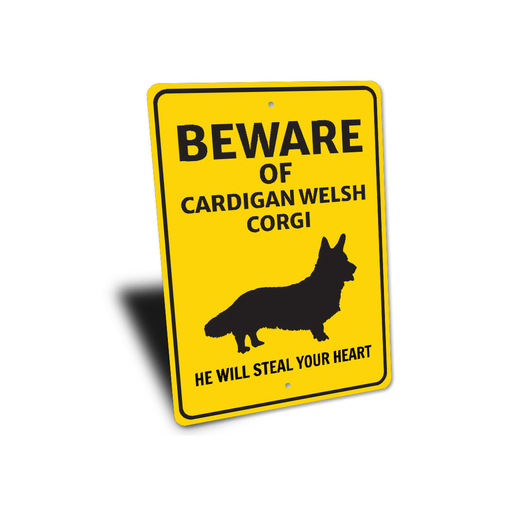 Cardigan Welsh Corgi Dog Beware He Will Steal Your Heart K9 Sign