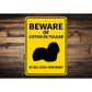 Coton de Tulear Dog Beware He Will Steal Your Heart K9 Sign