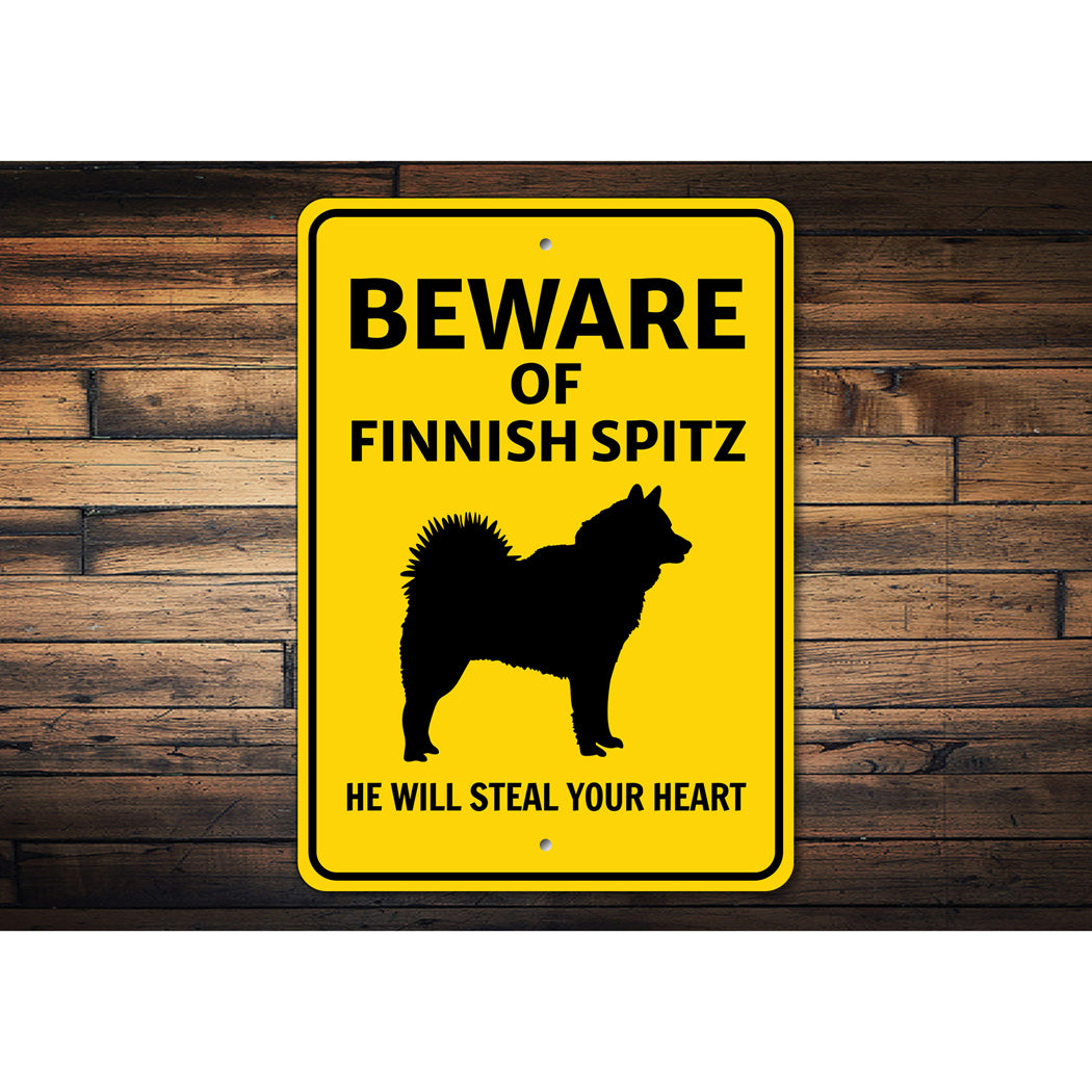 Finnish Spitz Dog Beware He Will Steal Your Heart K9 Sign