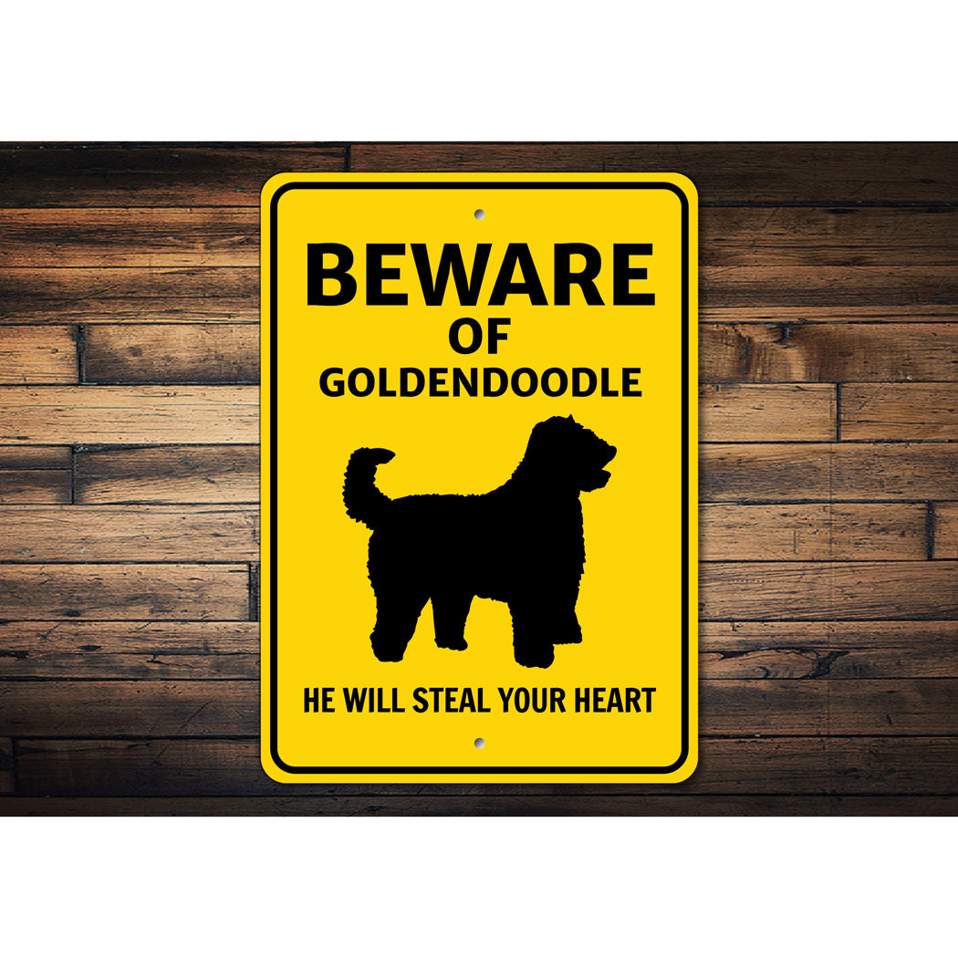 Goldendoodle Dog Beware He Will Steal Your Heart K9 Sign