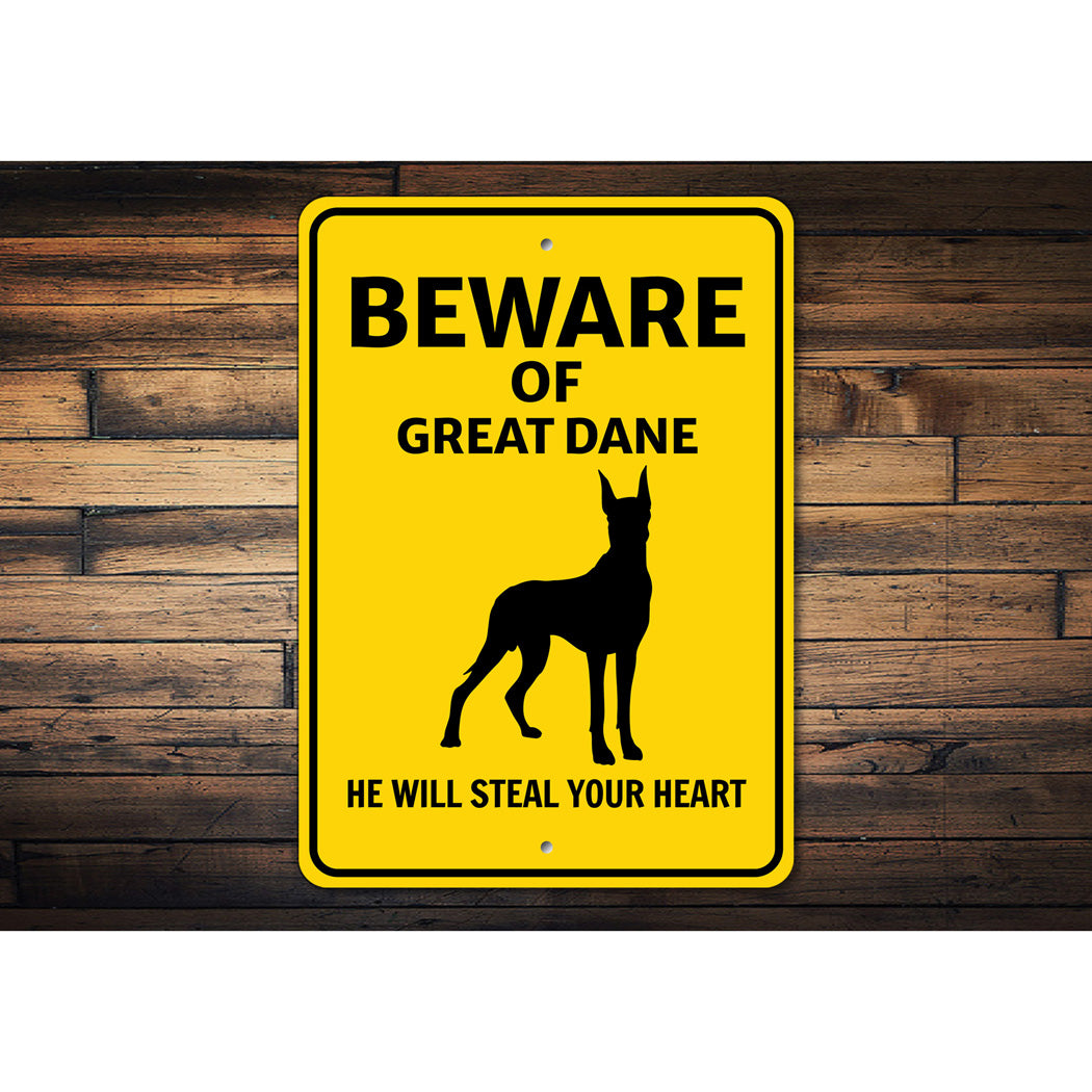 Great Dane Dog Beware He Will Steal Your Heart K9 Sign