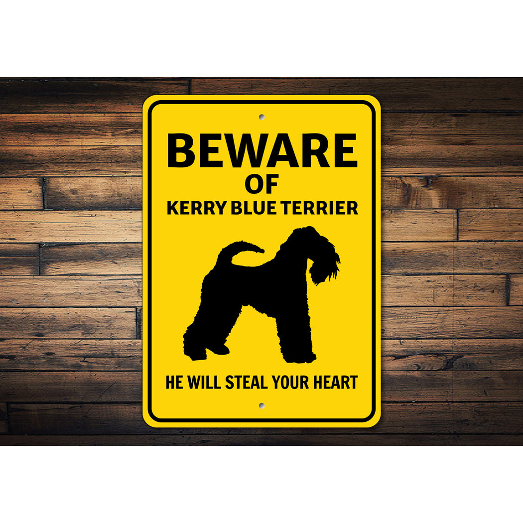 Kerry Blue Terrier Dog Beware He Will Steal Your Heart K9 Sign