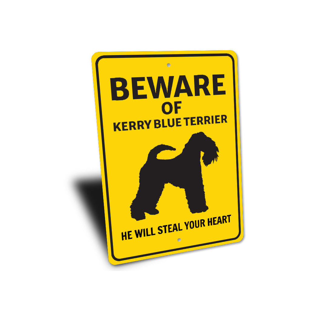 Kerry Blue Terrier Dog Beware He Will Steal Your Heart K9 Sign