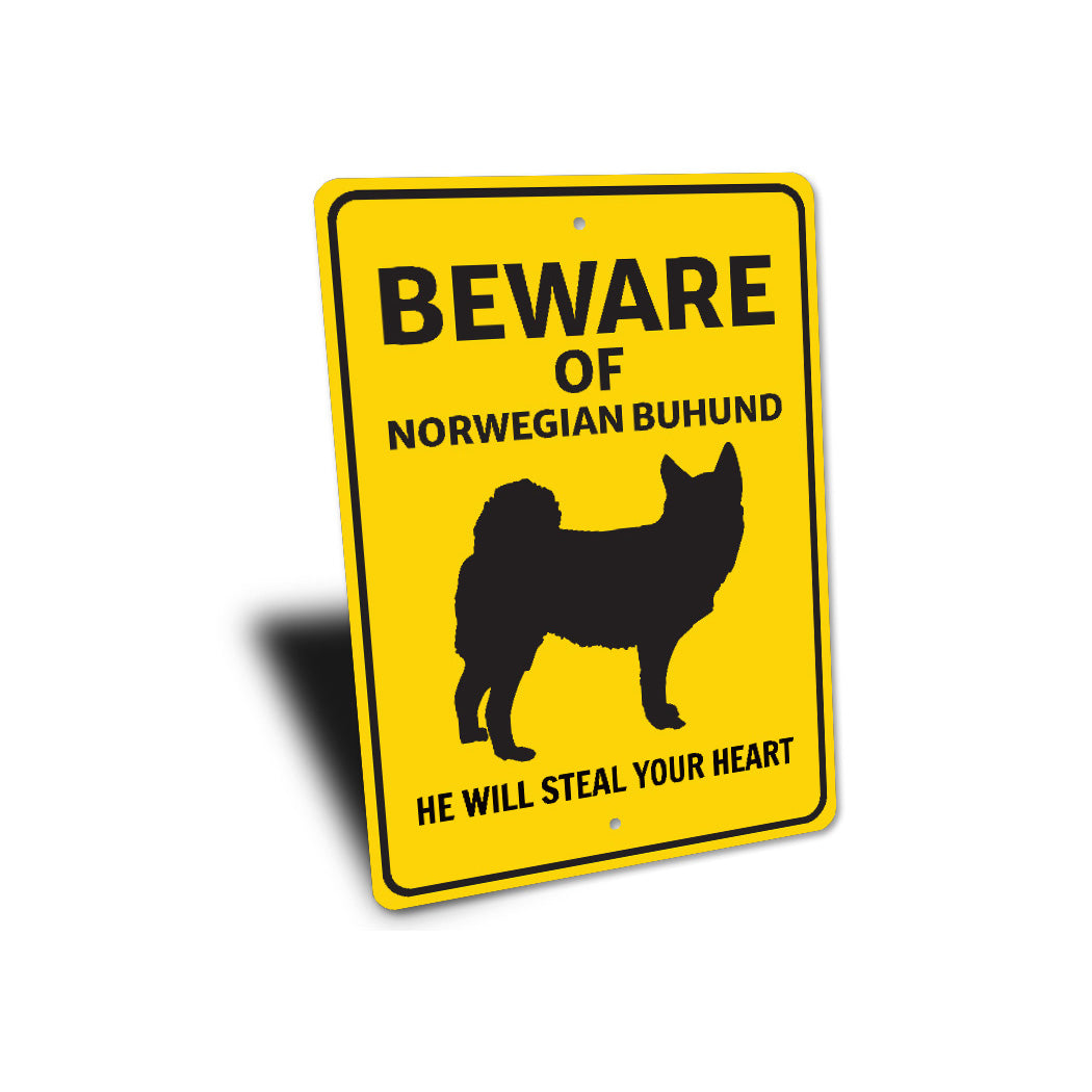 Norwegian Buhund Dog Beware He Will Steal Your Heart K9 Sign