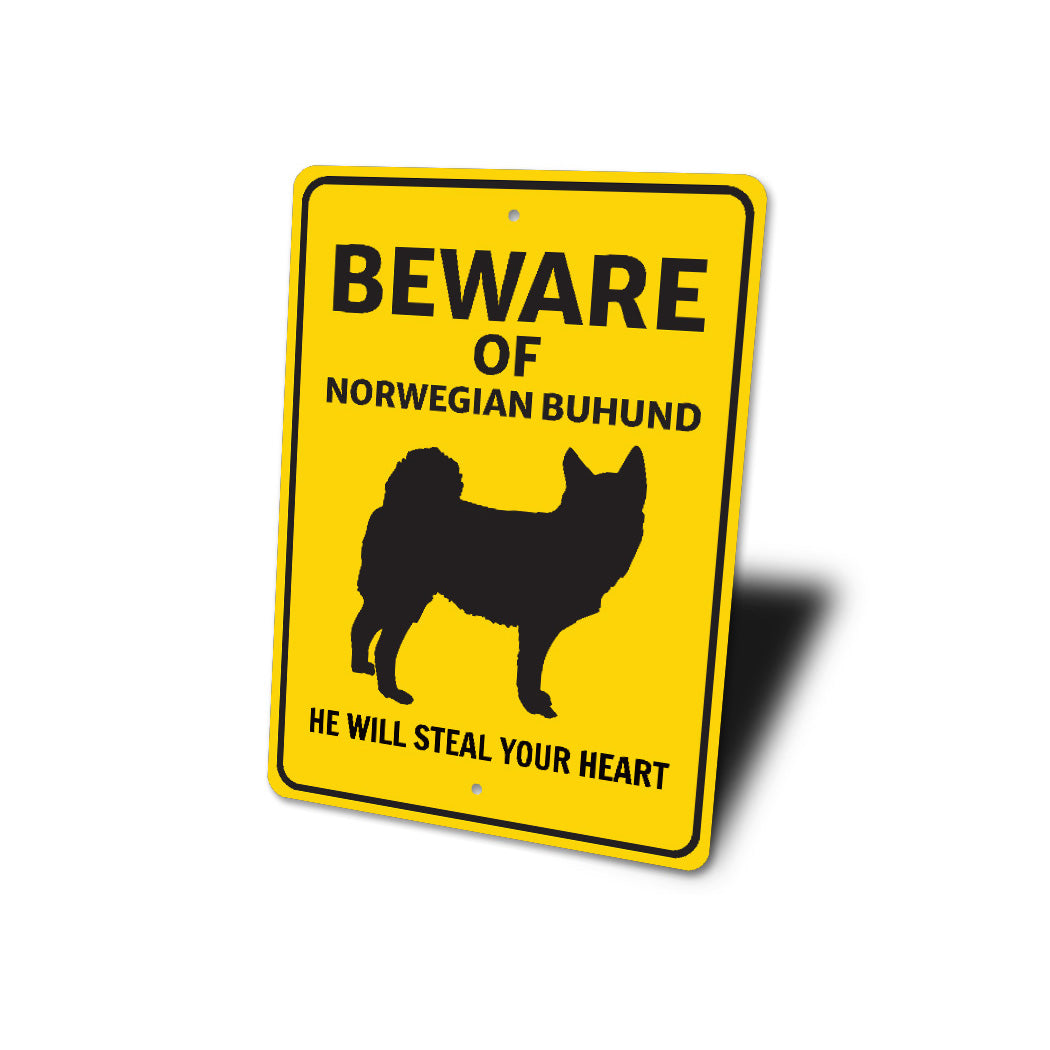 Norwegian Buhund Dog Beware He Will Steal Your Heart K9 Sign