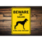 Saluki Dog Beware He Will Steal Your Heart K9 Sign
