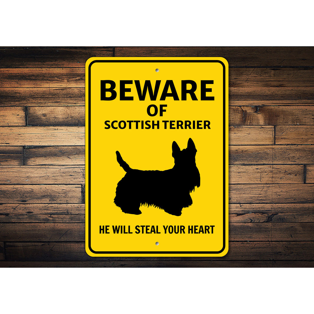 Scottish Terrier Dog Beware He Will Steal Your Heart K9 Sign