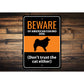 Beware Of American Eskimo Dog Don't Trust The Cat Either Sign