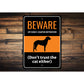 Beware Of Curly Coated Retriever Dog Don't Trust The Cat Either Sign