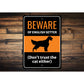 Beware Of English Setter Dog Don't Trust The Cat Either Sign