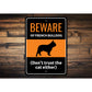Beware Of French Bulldog Dog Don't Trust The Cat Either Sign