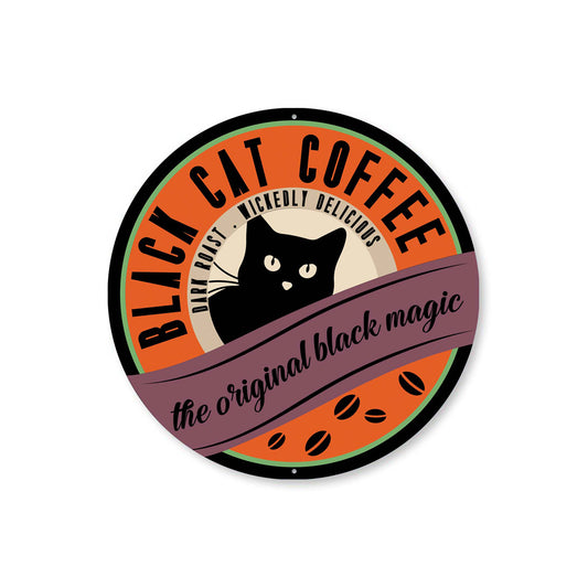 Black Cat Coffee Black Magic Halloween Sign