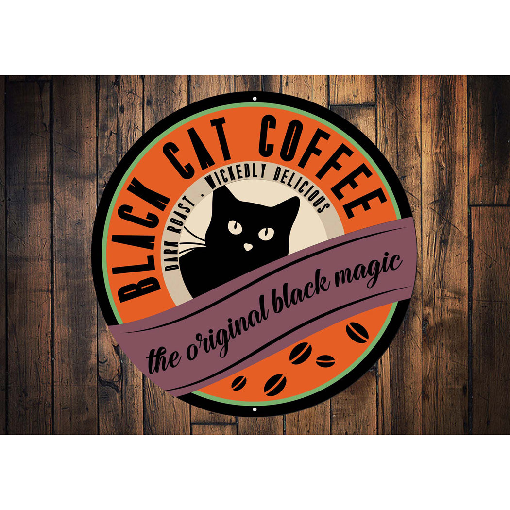 Black Cat Coffee Black Magic Halloween Sign