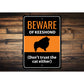Beware Of Keeshond Dog Don't Trust The Cat Either Sign