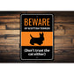 Beware Of Scottish Terrier Dog Don't Trust The Cat Either Sign