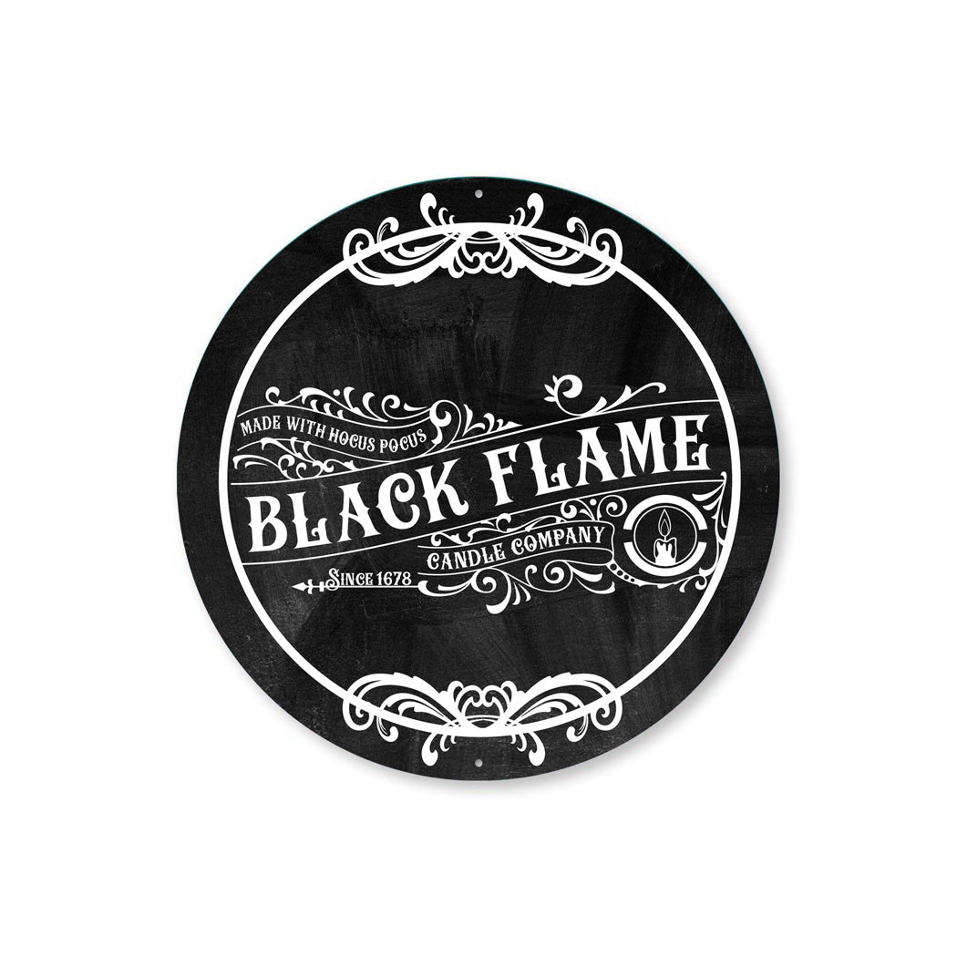 Black Flame Candle Halloween Sign