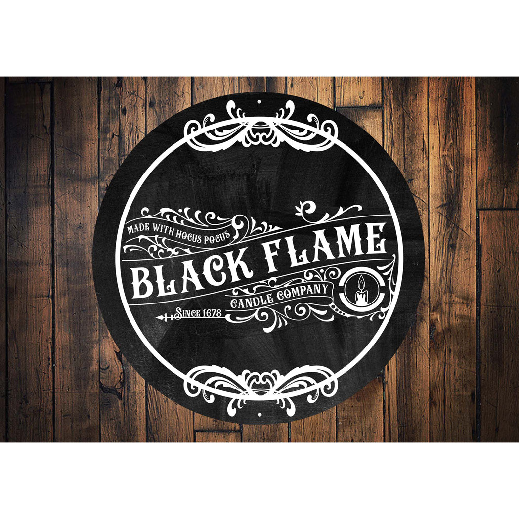 Black Flame Candle Halloween Sign