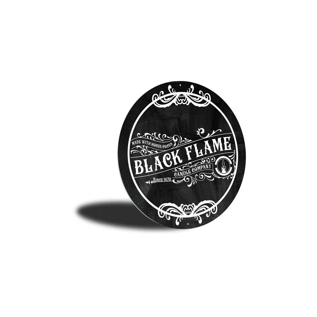 Black Flame Candle Halloween Sign