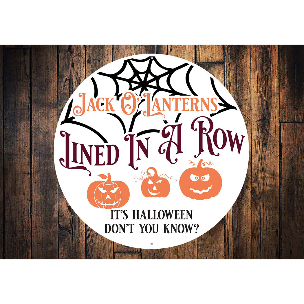 Jack O Lanterns In A Row Halloween Sign