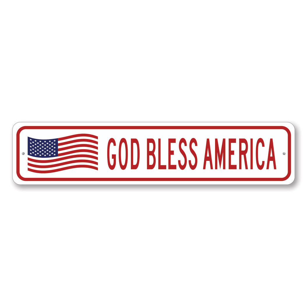 God Bless America US American Flag Metal Sign