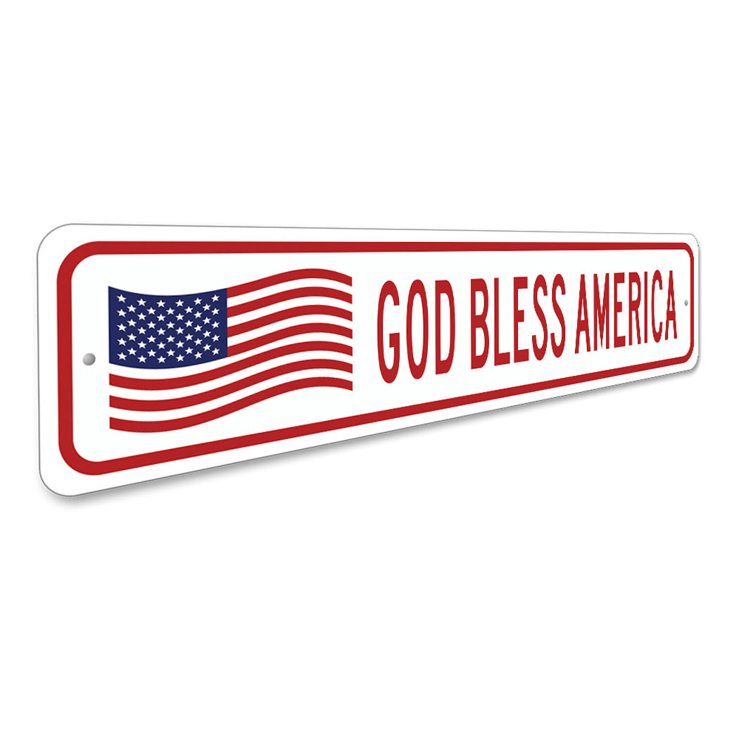 God Bless America US American Flag Sign