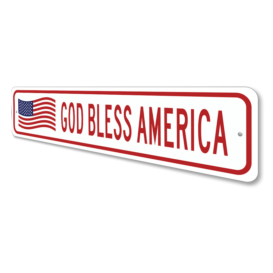 God Bless America US American Flag Sign