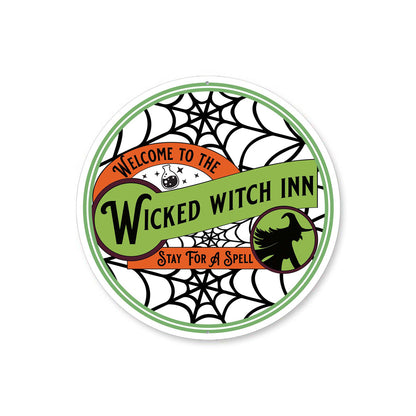 Wicked Witch Inn Spider Web Halloween Sign