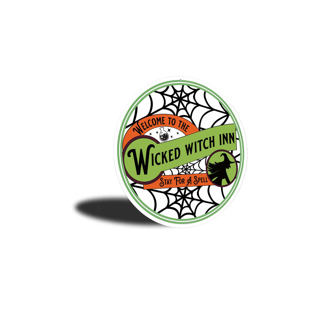 Wicked Witch Inn Spider Web Halloween Sign